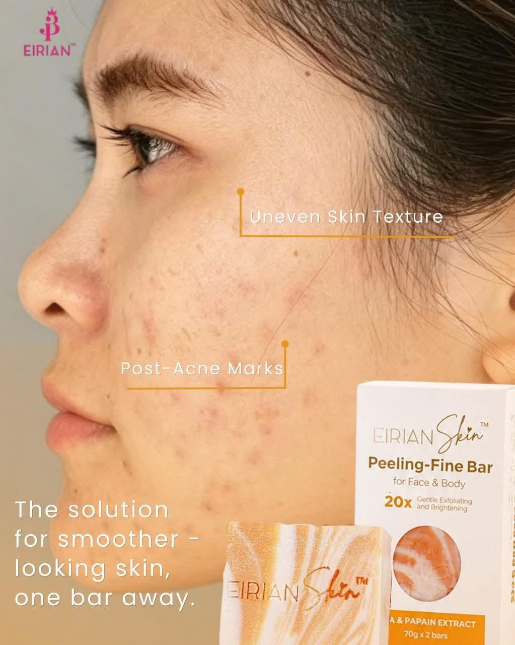 Eirian Skin Peeling Fine Bar for Face and Body Soap 70g 2bars