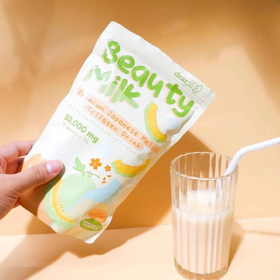 Dear Face - Beauty Milk Premium Japanese Collagen Drink MELON - 10 x 18g