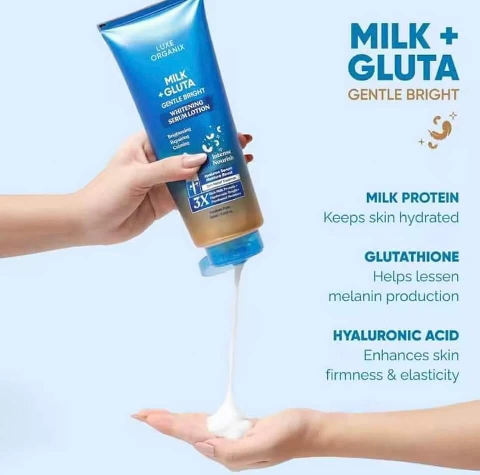Luxe Organix Milk + Gluta Gentle Bright Whitening Serum Lotion 350ml