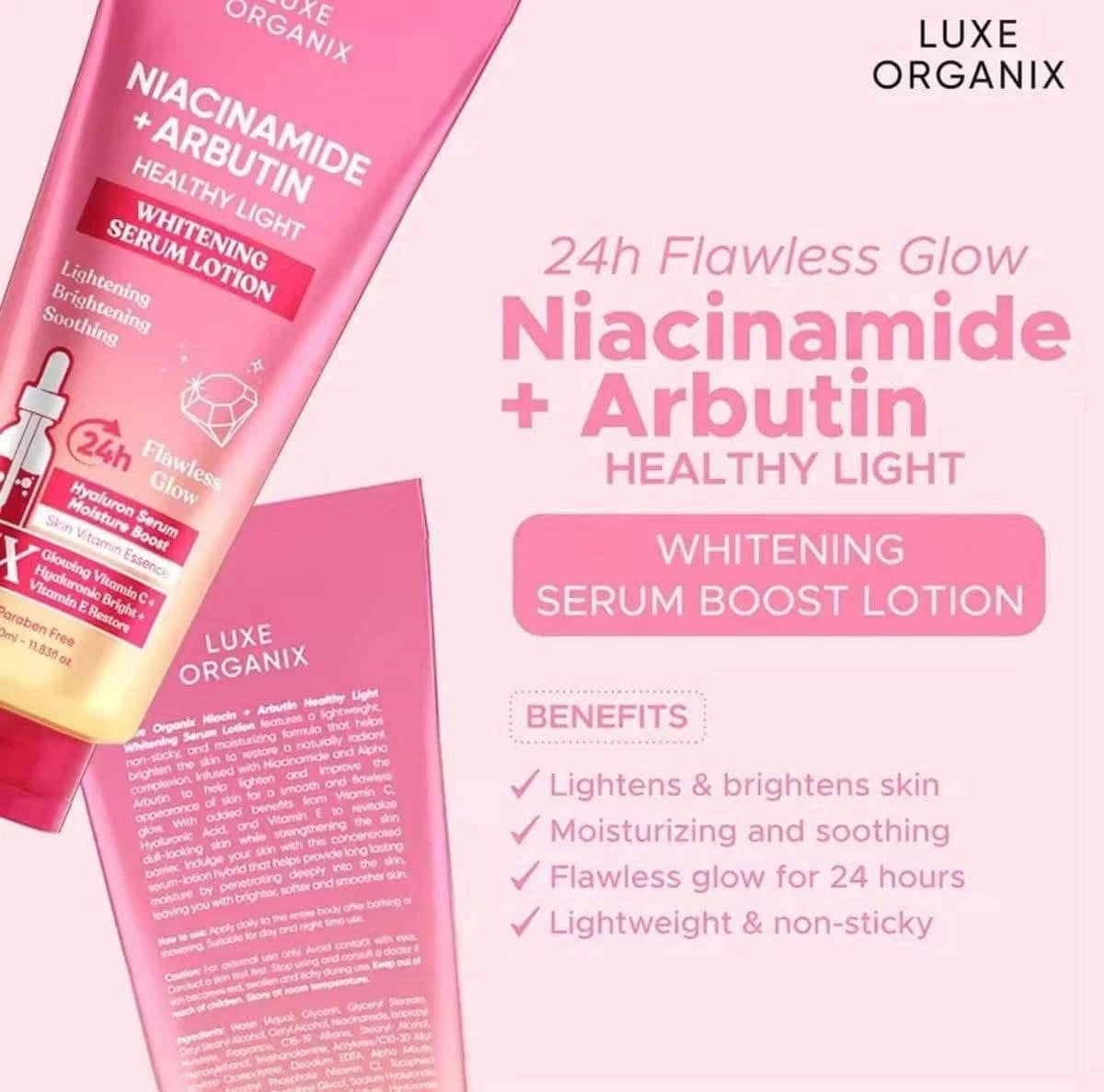Luxe Organix Niacinamide +Arbutin Healthy Light Whitening Serum Lotion 350ml