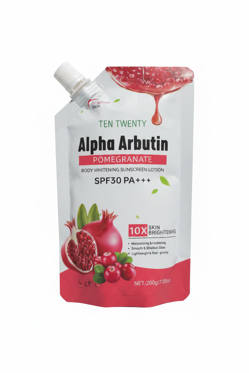 Ten Twenty Alpha Arbutin Pomegranate Body Whitening Suncreen Lotion spf30 200g