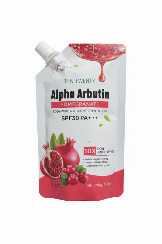 Ten Twenty Alpha Arbutin Pomegranate Body Whitening Suncreen Lotion spf30 200g
