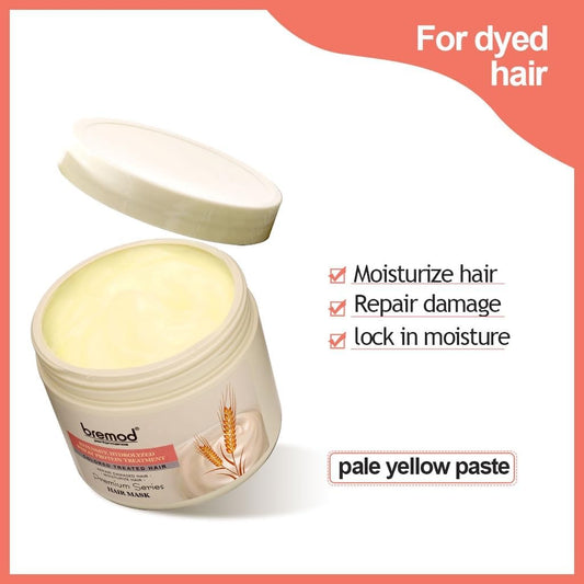 Bremod Performance Wheat Protein Hair Mask Intensive Repair Treatment for Color-Treated，Damaged Hair Strengthens, Boosts Elasticity, Adds Volume, Locks in Moisture 16.9 Fl Oz