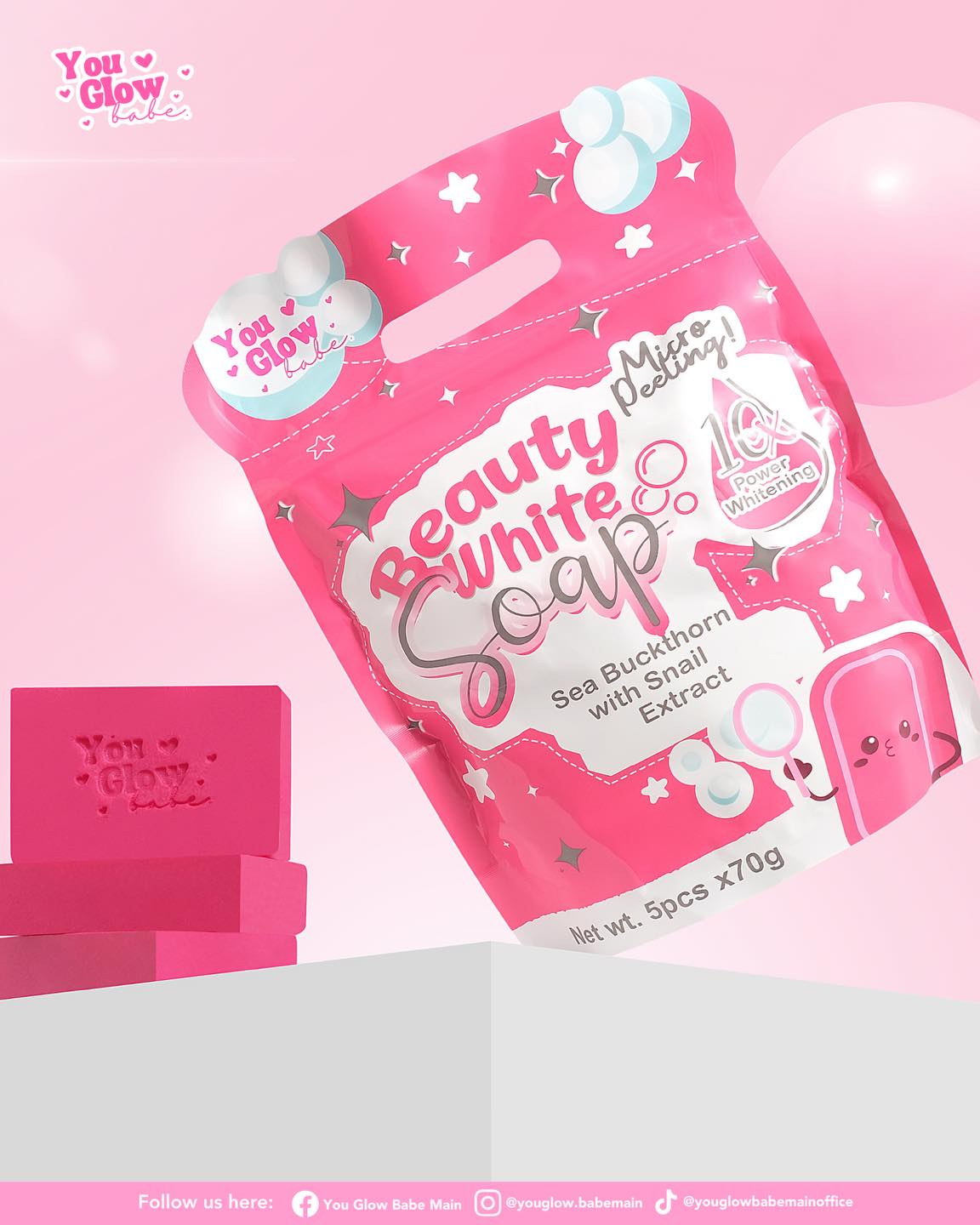 You Glow Babe Beauty White Soap Bars (70g x 5) Sea Buckthorn with Snail Extract