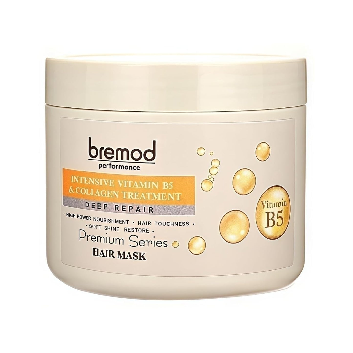 Bremod Performance Vitamin B5 & Collagen Hair Mask Deep Repair Treatment for Dry, Damaged Hair Strengthens, Moisturizes, Boosts Volume, Creates Soft, Workable Hold 16.9 Fl Oz
