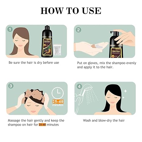 AUGEAS Coffee Hair Dye Shampoo 3 in 1, Long-lasting & Natural Hair Color Shampoo, Herbal Ingredients Natural Shampoo Hair Dye Effect in Minutes for Men Women 500ml