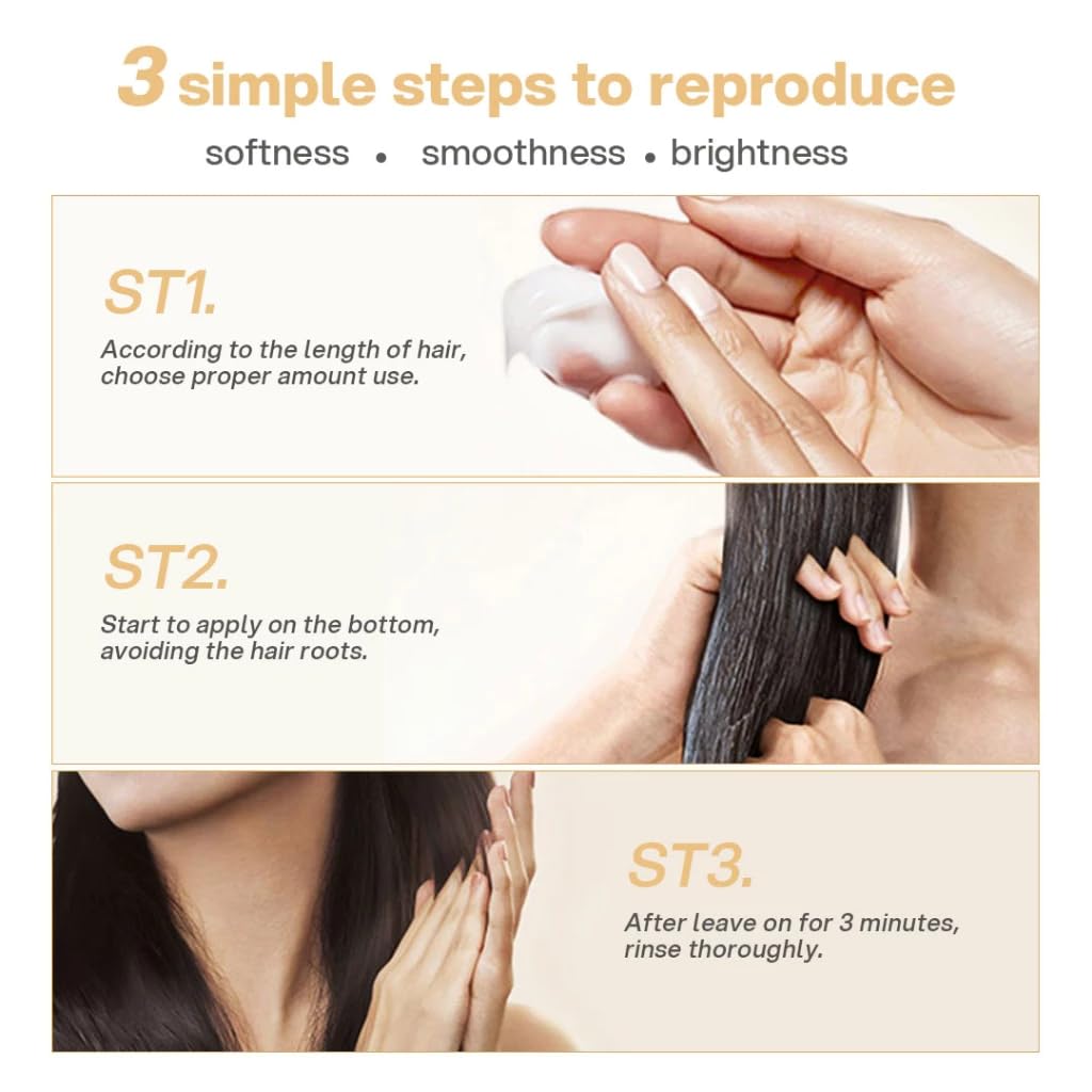 Bremod Performance Wheat Protein Hair Mask Intensive Repair Treatment for Color-Treated，Damaged Hair Strengthens, Boosts Elasticity, Adds Volume, Locks in Moisture 16.9 Fl Oz