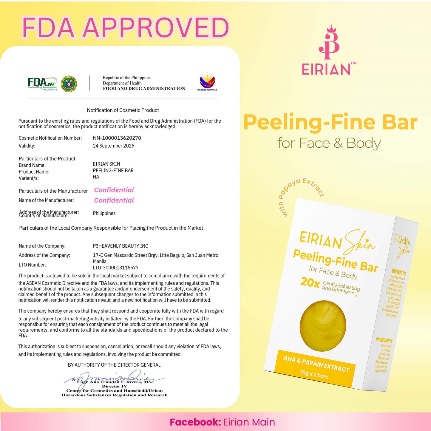 Eirian Skin Peeling Fine Bar for Face and Body Soap 70g 2bars