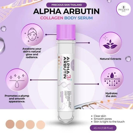 Precious Skin Alpha Arbutin 3+ Collagen Body Serum - Deep White Essence With Alpha Arbutin 45ml ( purple lid )