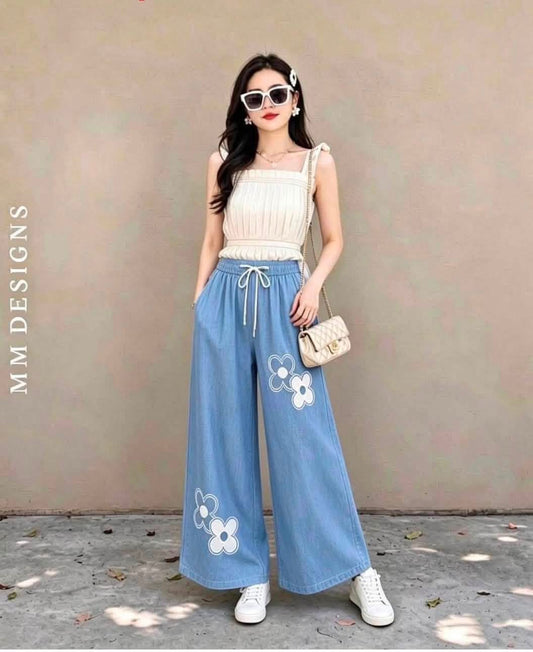Flower Soft Denim Pants