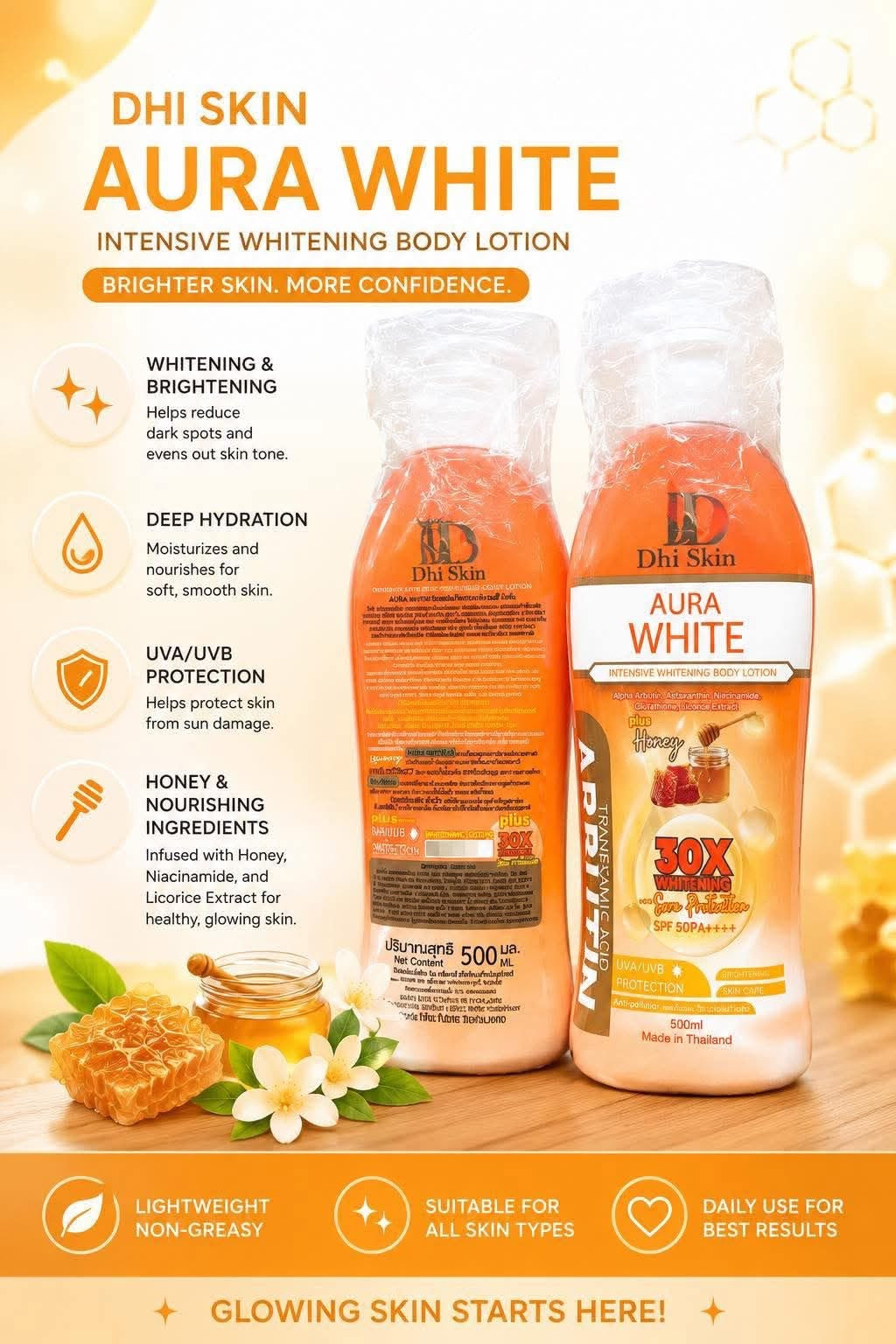 Deli Skin Aura White Intensive Whitening Body Lotion w/ Spf50++++