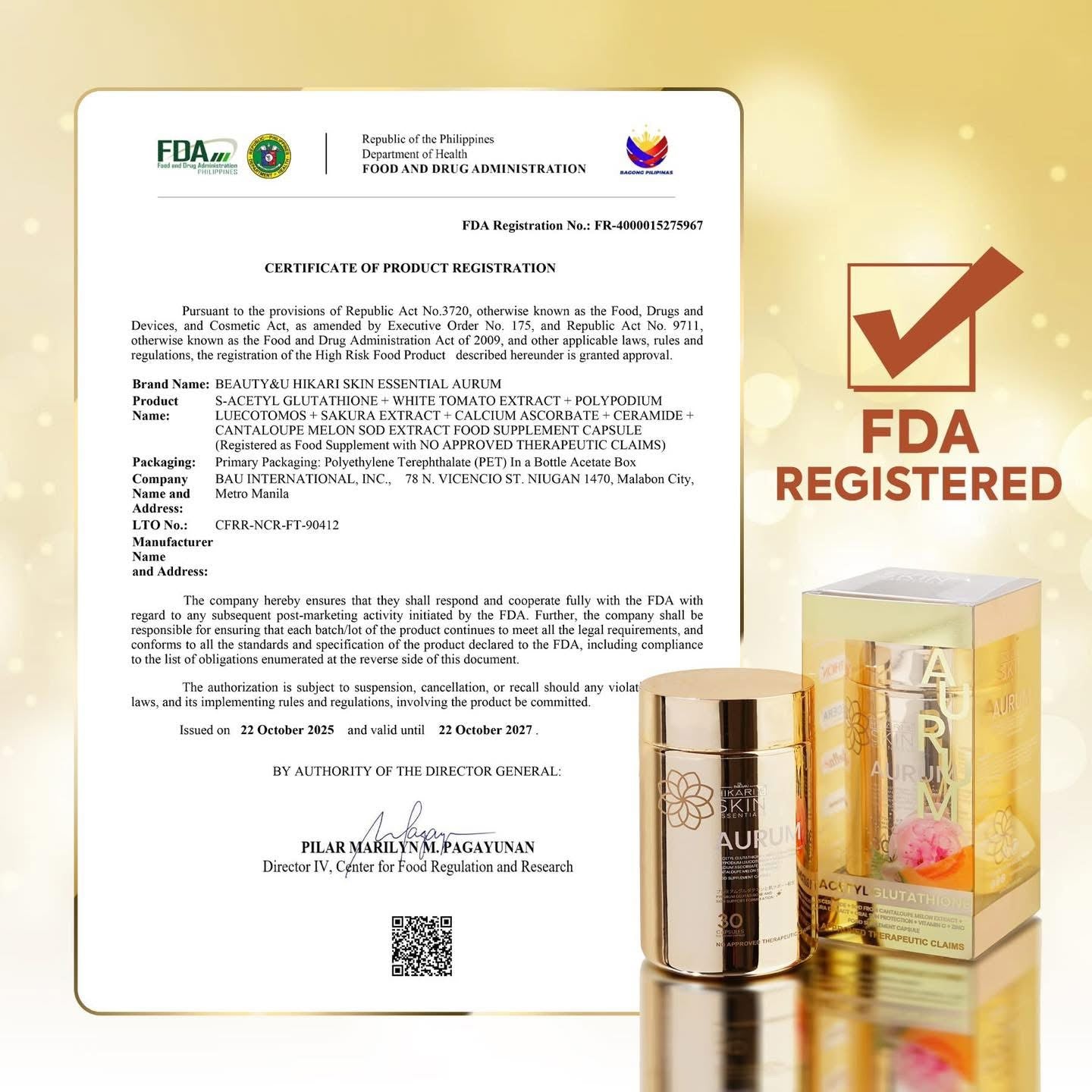 Hikari Skin Essentials - AURUM Glutathione 30 capsules