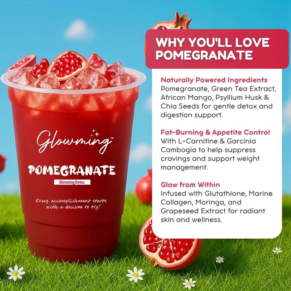 Cris Cosmetics Glowming POMEGRANATE Detox Drink | with Glutathione & Collagen | 10sachets