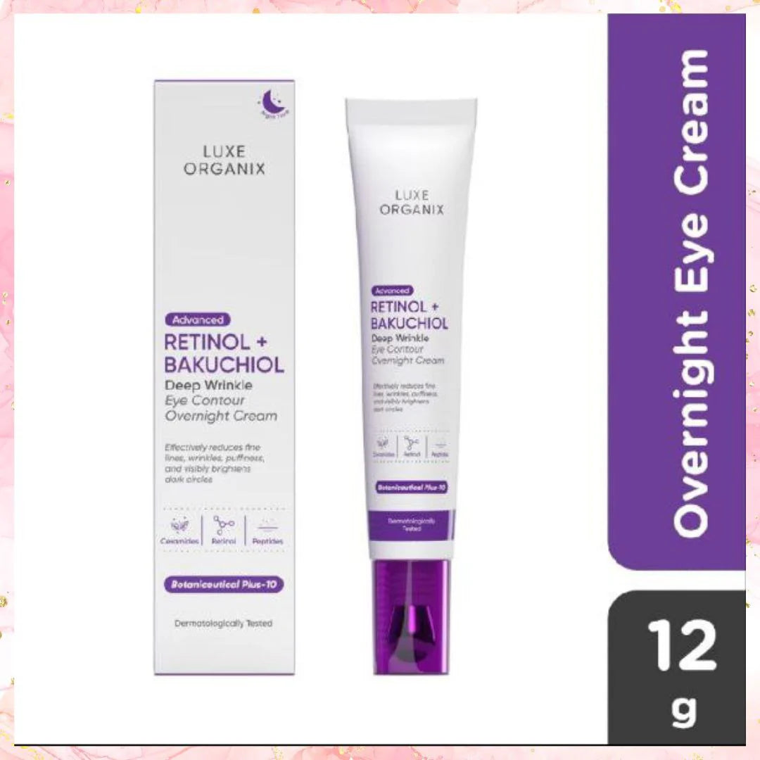 Luxe Organix Advanced Retinol + Bakuchiol Deep wrinkle Eye Contour Overnight cream | Eye Cream | 12G