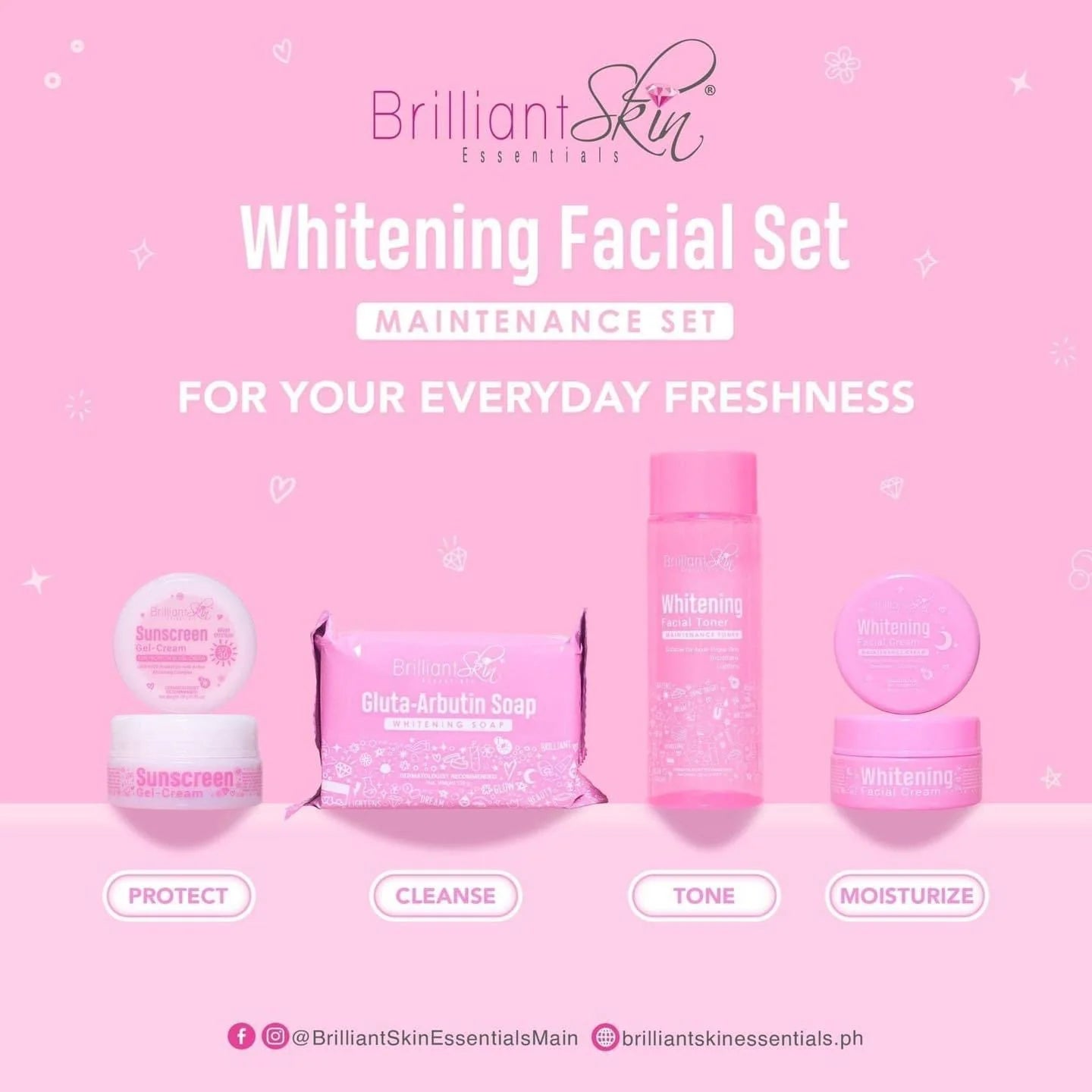 Brilliant Skin Essentials "NEW" Whitening Facial set ( Maintenance set ) - with 120ml toner