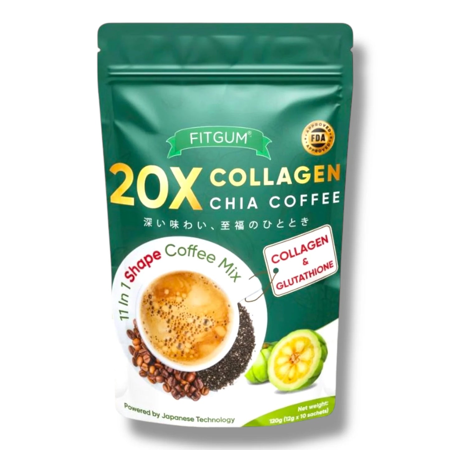 FITGUM - 20X Collagen Chia Coffee Mix 120g