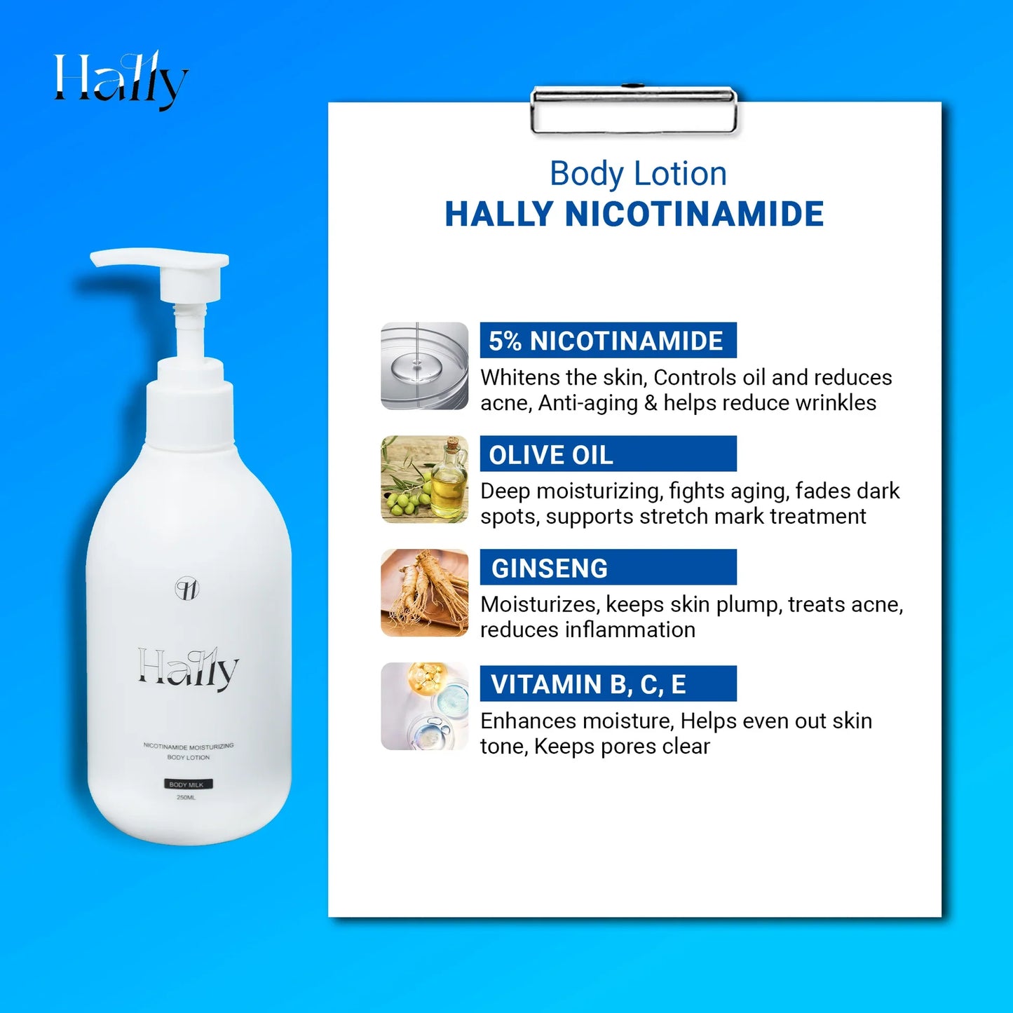 Hally - Nicotinamide Moisturizing Body Lotion 250ml