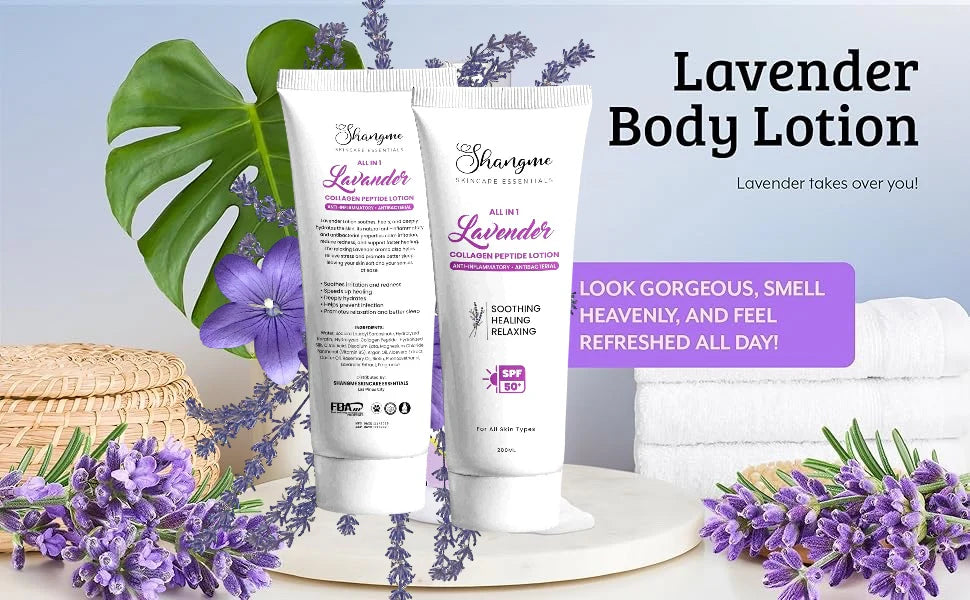Shangme Lavender All-in-One Body Lotion | Peptide & Collagen Moisturizer for All Skin Types – 250ml