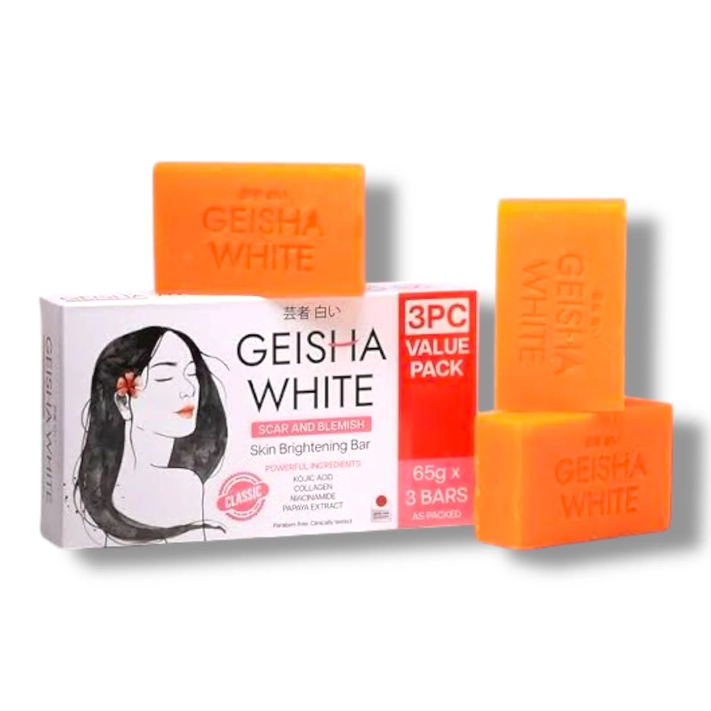 Geisha White - Scar and Blemish - Skin Brightening Bar - CLASSIC (Pink)