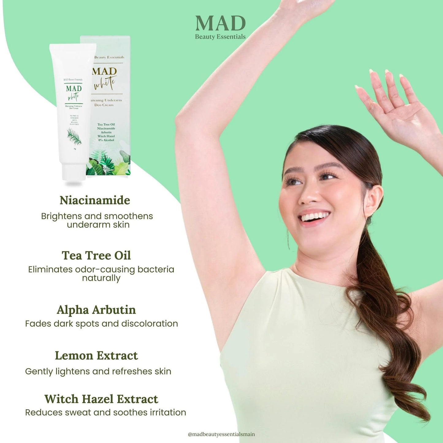 MAD White Whitening Underarm Deo Cream 30g