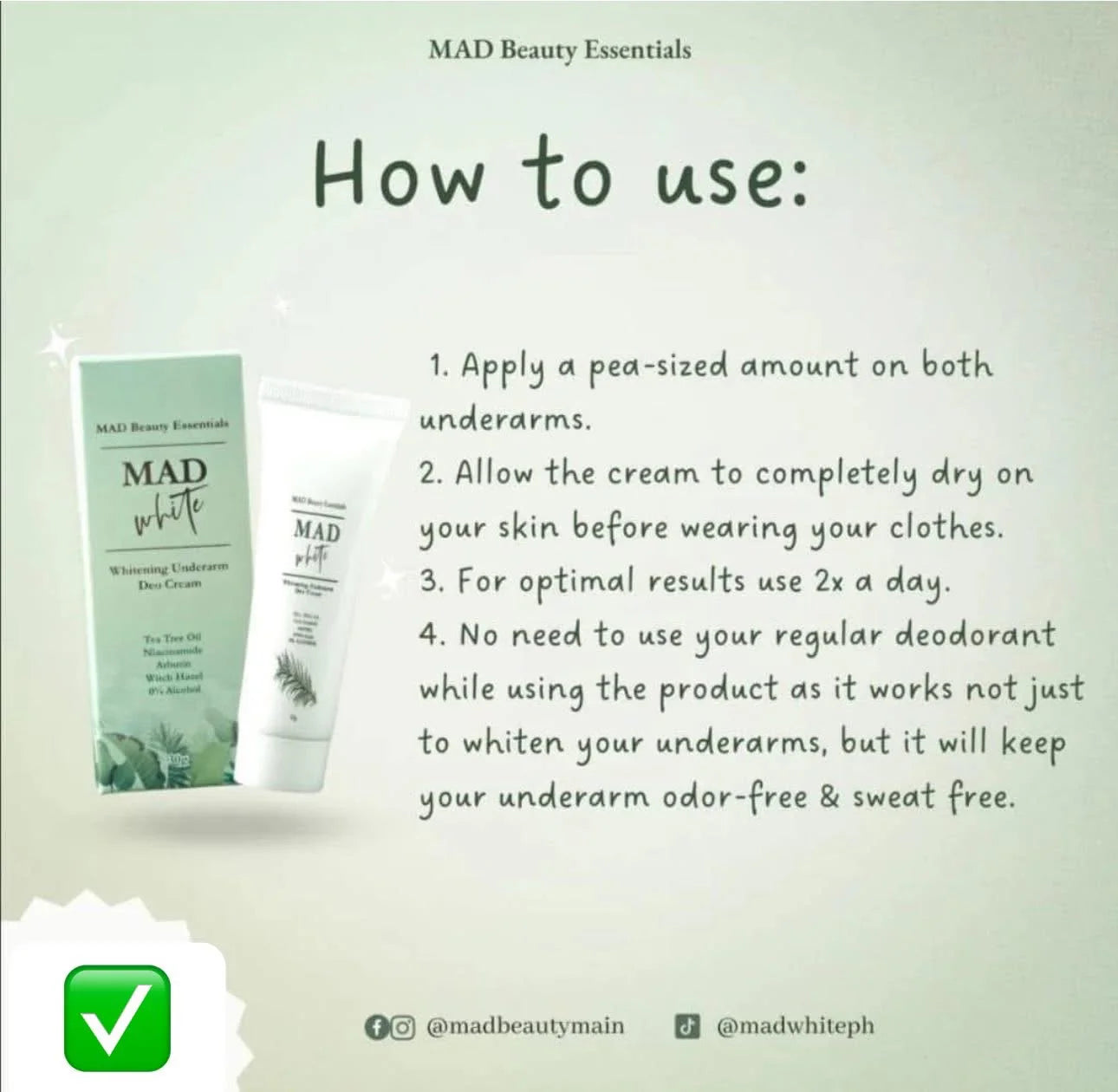 MAD White Whitening Underarm Deo Cream 30g