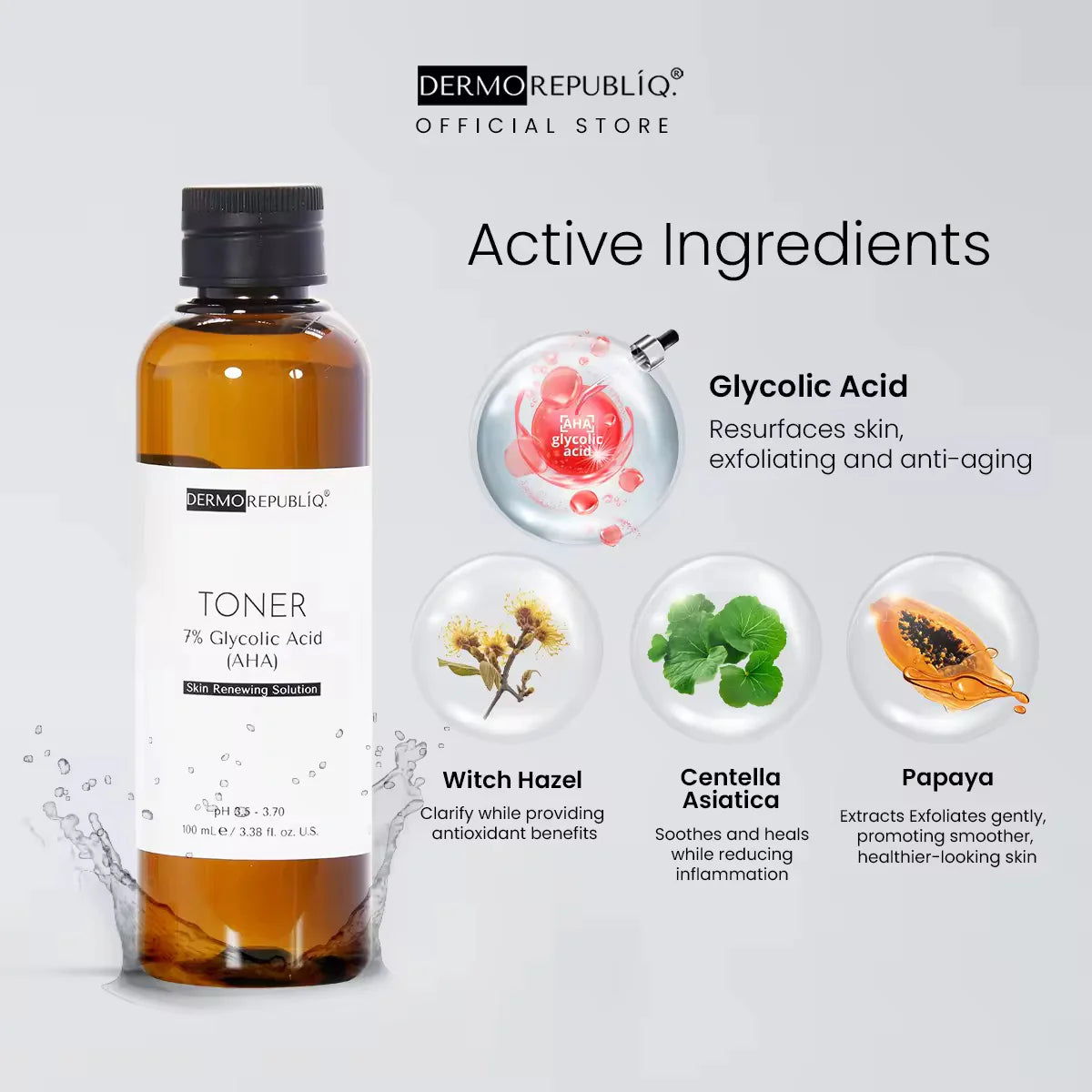 DERMOREPUBLIQ - TONER 7% Glycolic ( AHA ) Skin Renewing Solution ( TONER ) 100ml