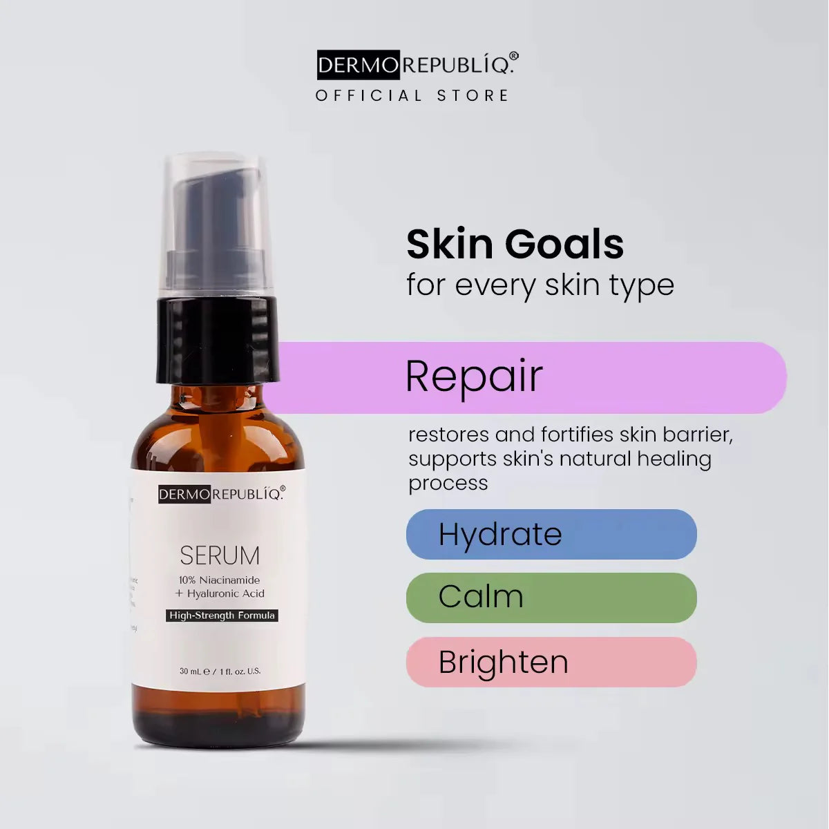 DERMOREPUBLIQ - Serum 10% Niacinamide + Hyaluronic Acid 30 ml ( HIGH STRENGTH FORMULA )