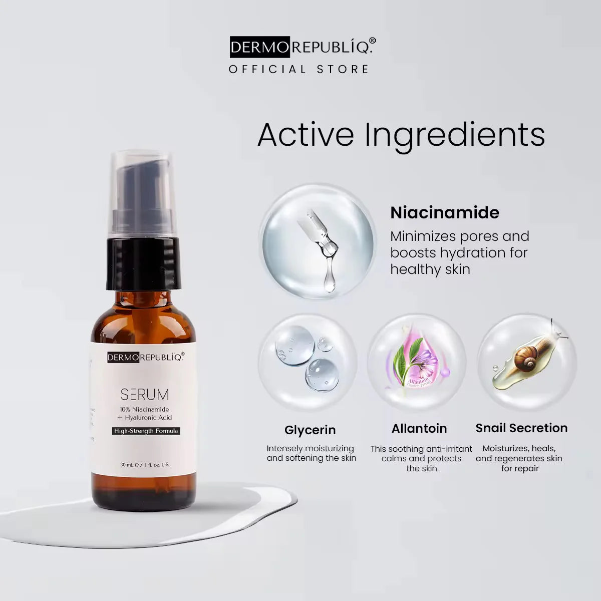DERMOREPUBLIQ - Serum 10% Niacinamide + Hyaluronic Acid 30 ml ( HIGH STRENGTH FORMULA )