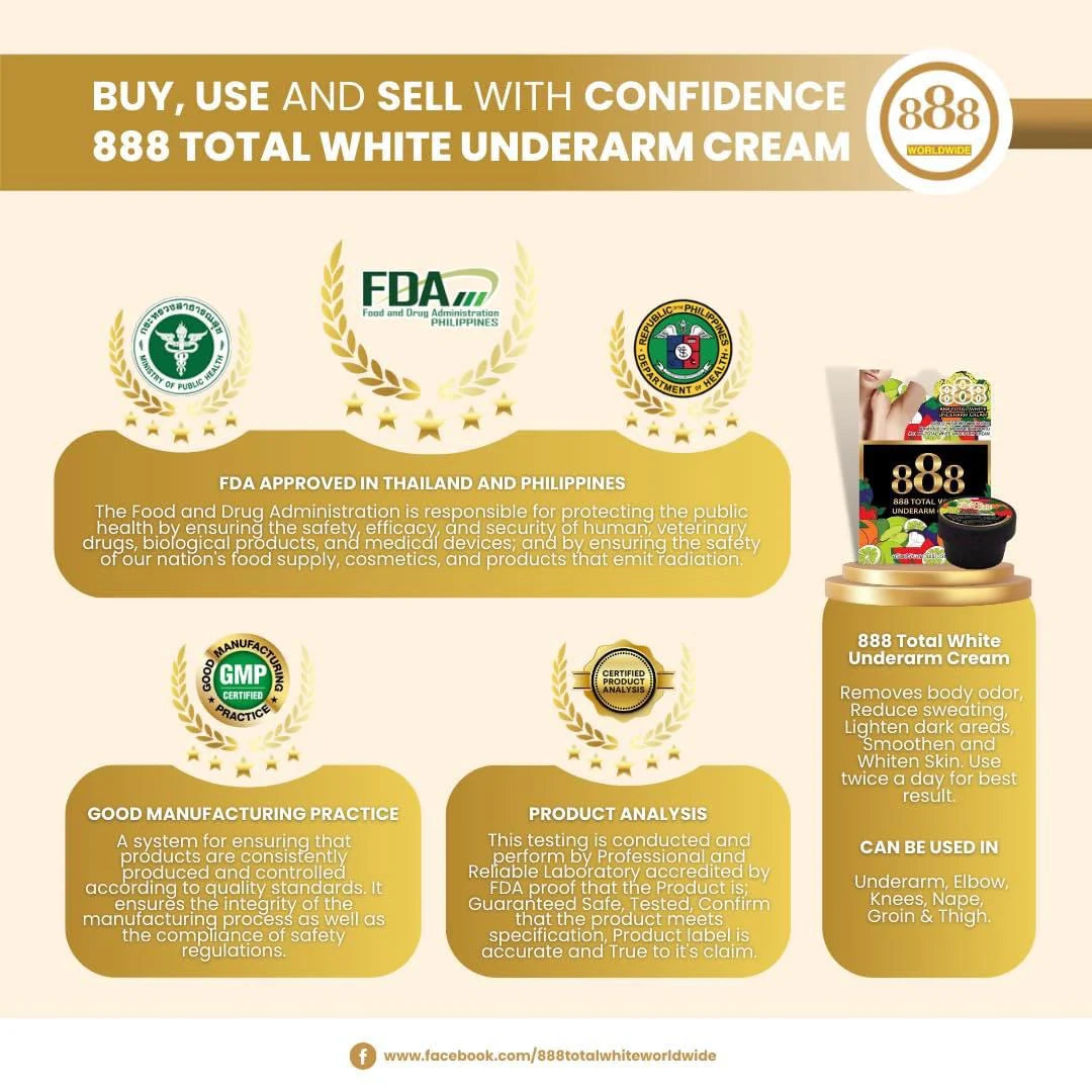 888 Total Whitening Underarm Cream 35g - BLACK