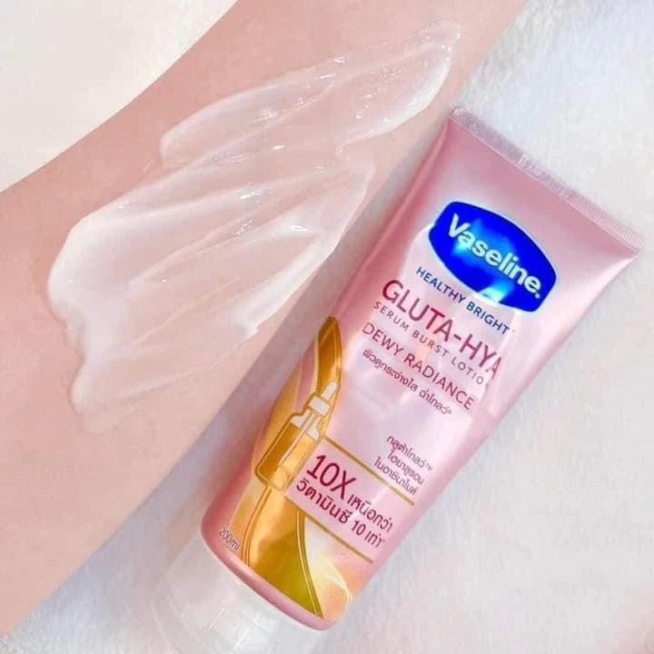 Vaseline Gluta - HYA Serum - Dewy Radiance 70X Whitening Lotion 290 ml ( PINK )
