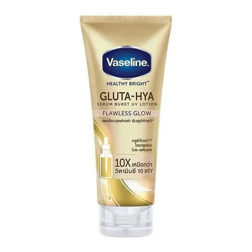Vaseline Gluta - HYA Glow Serum 10X Serum Burst UV Lotion - FLAWLESS GLOW 290 ml - ( Gold )