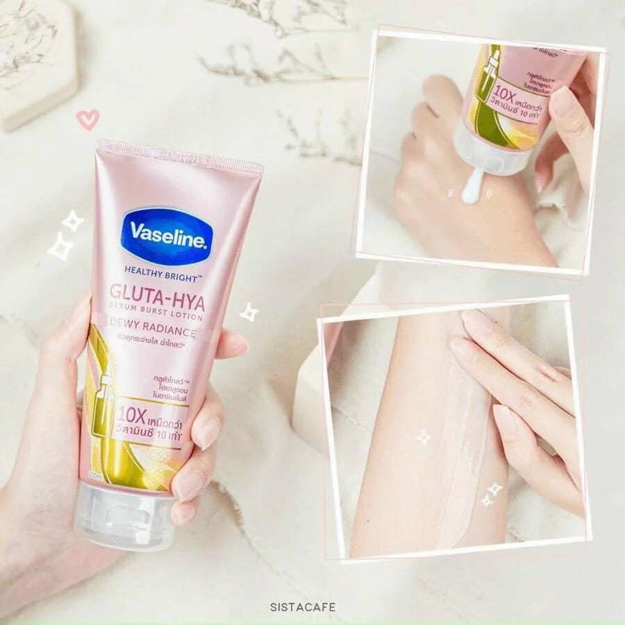 Vaseline Gluta - HYA Serum - Dewy Radiance 70X Whitening Lotion 290 ml ( PINK )