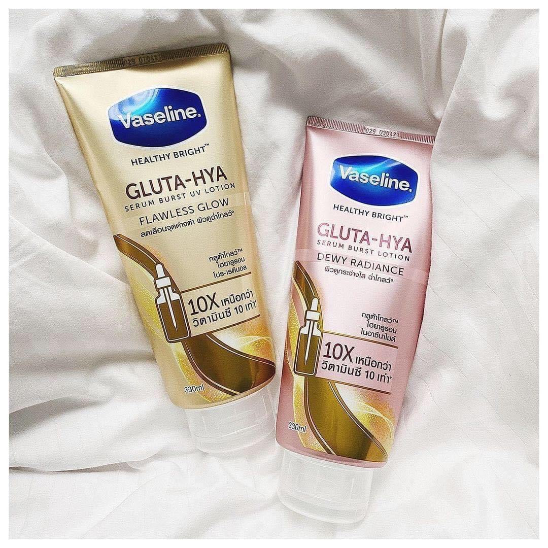 Vaseline Gluta - HYA Glow Serum 10X Serum Burst UV Lotion - FLAWLESS GLOW 290 ml - ( Gold )