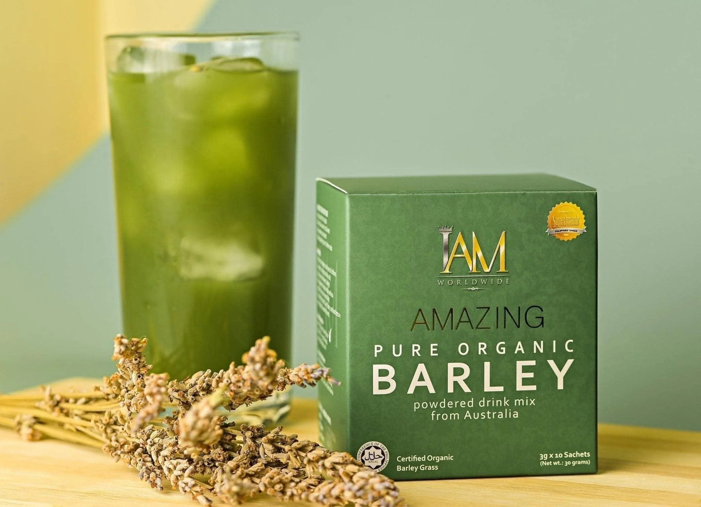 I AM - Amazing Pure Organic Barley - Powdered Drink Mix from Australia | 3g x 10 sachets