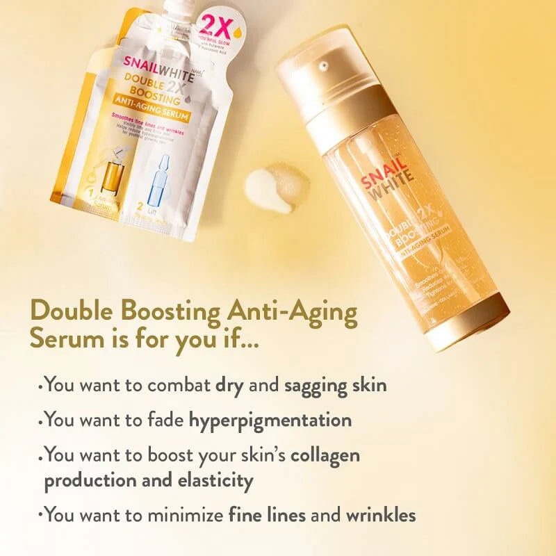 Snail White Double Boosting Anti - Aging Serum 40ml + 40ml - ( YELLOW ) big size