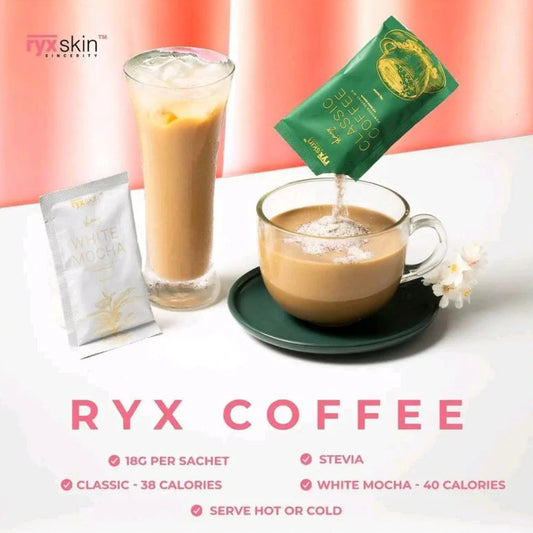 Ryx skin Coffee with Herbal extracts | 5x White Mocha + Classic Coffee | 10sachets