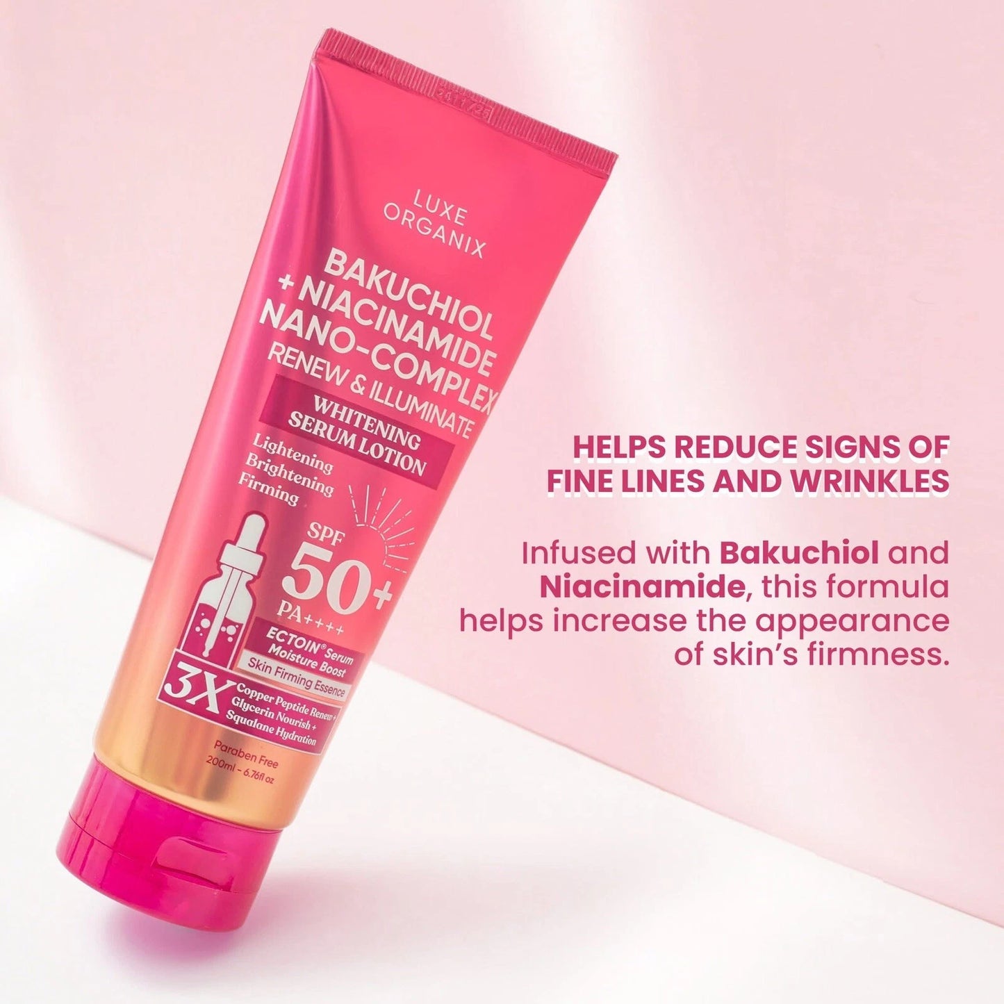 Luxe Organix Niacinamide + Bakuchiol Nano-Complex Whitening Serum Lotion 200ml