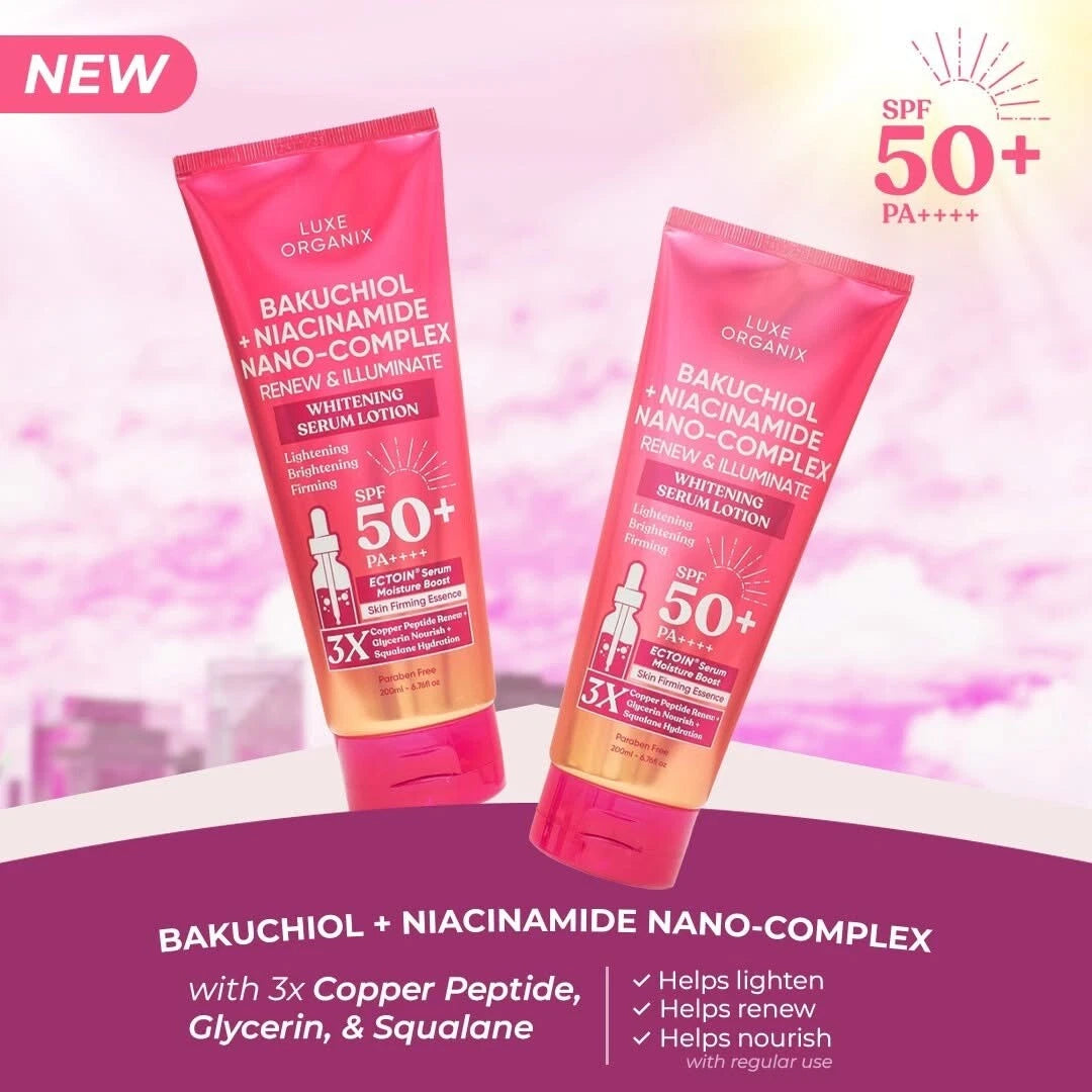 Luxe Organix Niacinamide + Bakuchiol Nano-Complex Whitening Serum Lotion 200ml