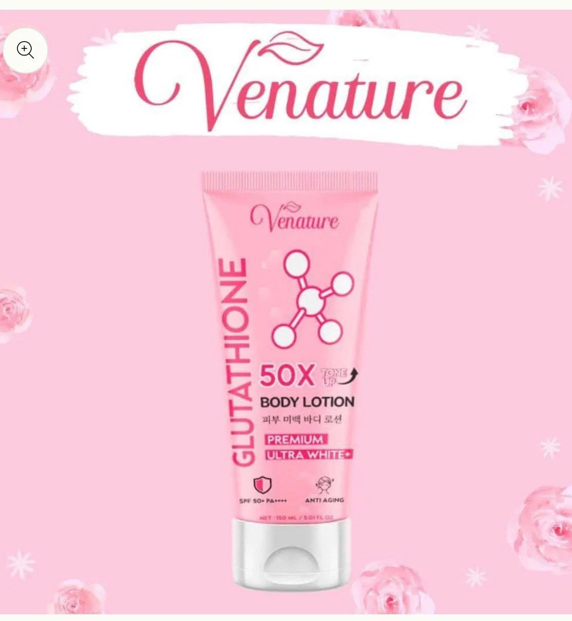 Venature Glutathione Body Whitening Lotion 50X Tone Up W/SPF50