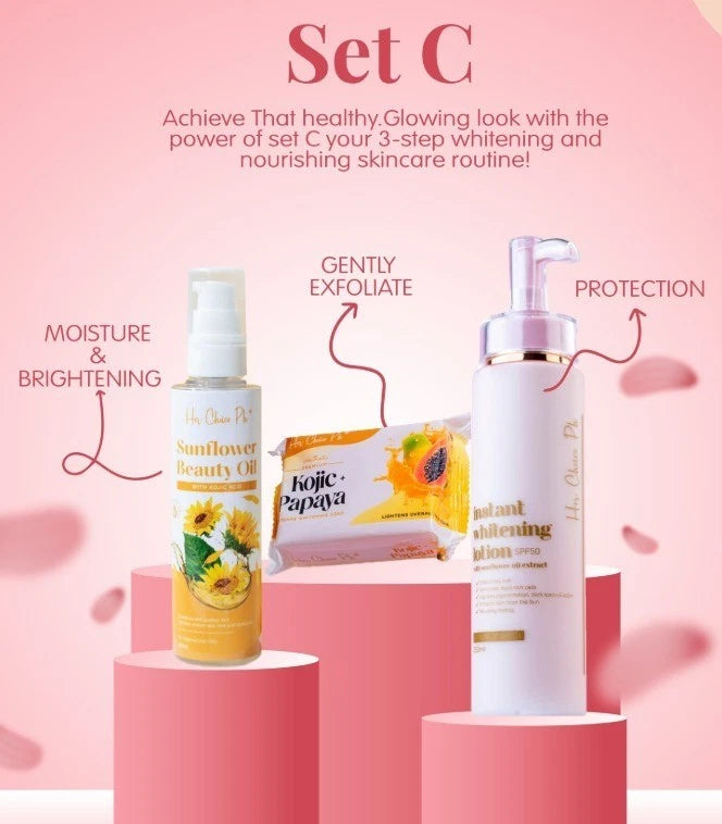 HerChoice PH Set C: Kojic Soap, Body Lotion & Sunflower Beauty Oil